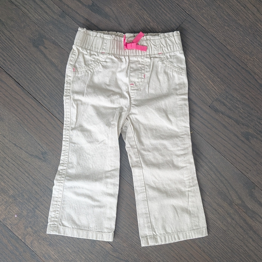 Jumping Beans Baby Girls' Khaki Pants with Heart Pockets, 18 Months